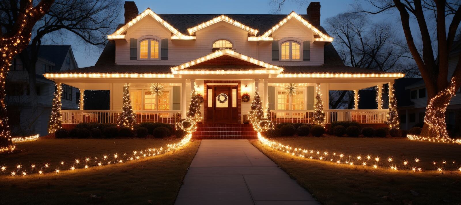 Holiday lighting and decor installation — Green Grass Landscape, Chicago's western suburbs